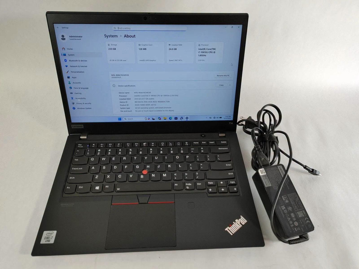 Lenovo ThinkPad T14 – Core i7, 24GB RAM, 256GB SSD